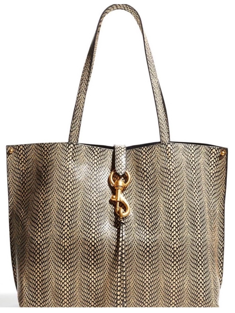 NWOT! Rebecca Minkoff Megan Snake-Print Tote Bag with Gold Hardware